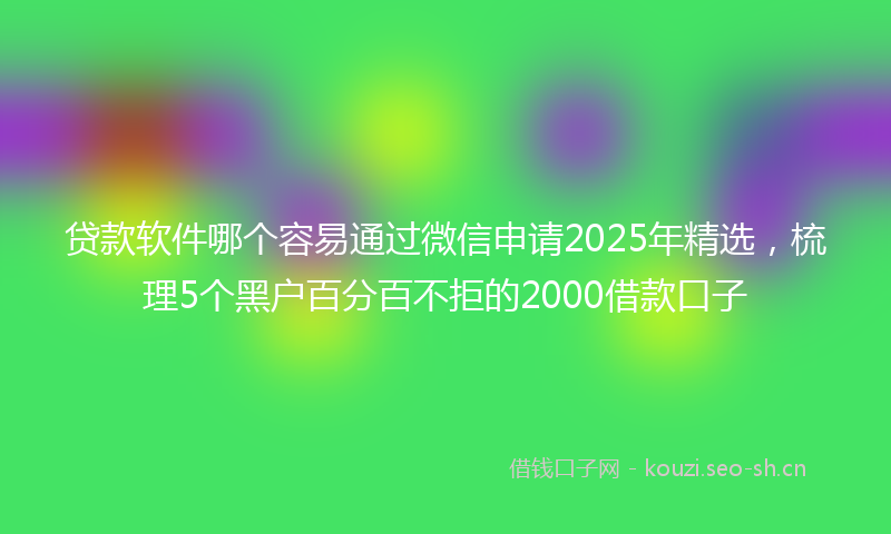 贷款软件哪个容易通过微信申请2025年精选,梳理5个黑户百分百不拒的2000借款口子