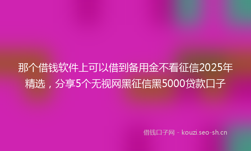 那个借钱软件上可以借到备用金不看征信2025年精选，分享5个无视网黑征信黑5000贷款口子