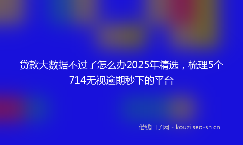 贷款大数据不过了怎么办2025年精选，梳理5个714无视逾期秒下的平台