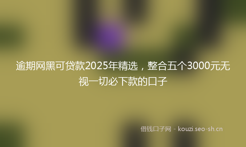逾期网黑可贷款2025年精选，整合五个3000元无视一切必下款的口子