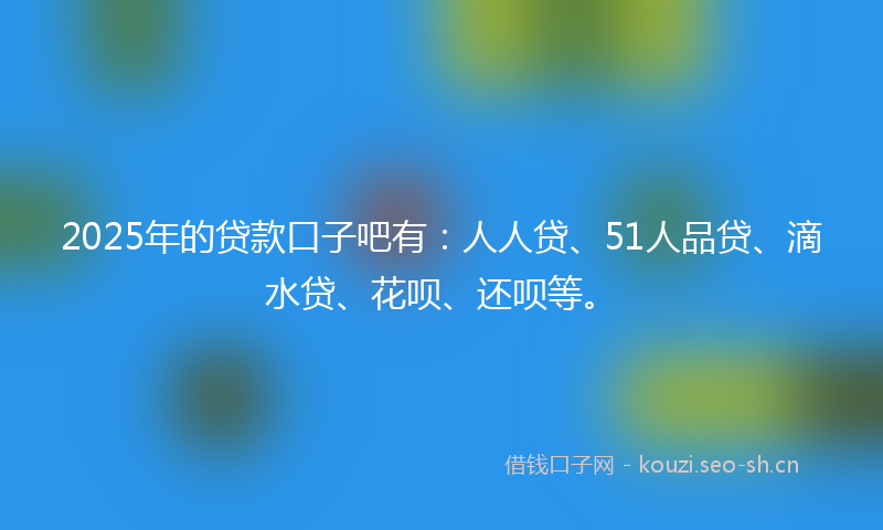 2025年的贷款口子吧有：人人贷、51人品贷、滴水贷、花呗、还呗等。