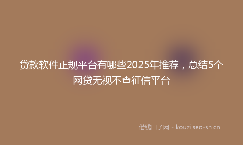 贷款软件正规平台有哪些2025年推荐，总结5个网贷无视不查征信平台