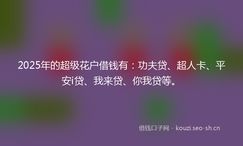 2025年的超级花户借钱有：功夫贷、超人卡、平安i贷、我来贷、你我贷等。