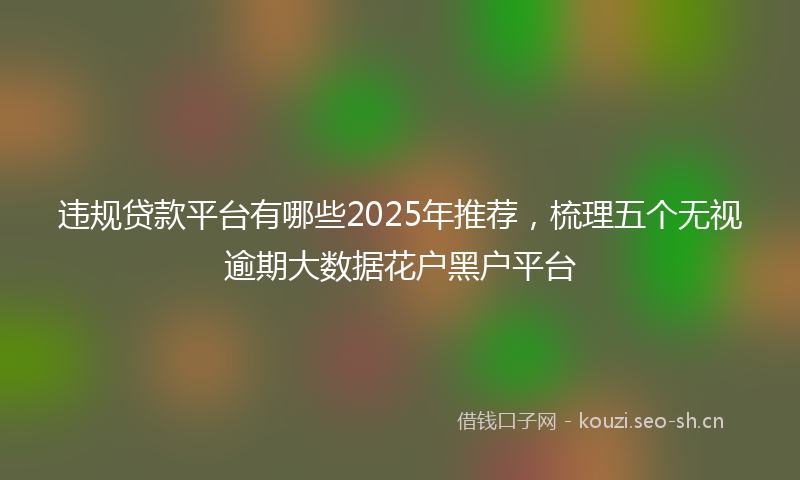 违规贷款平台有哪些2025年推荐，梳理五个无视逾期大数据花户黑户平台