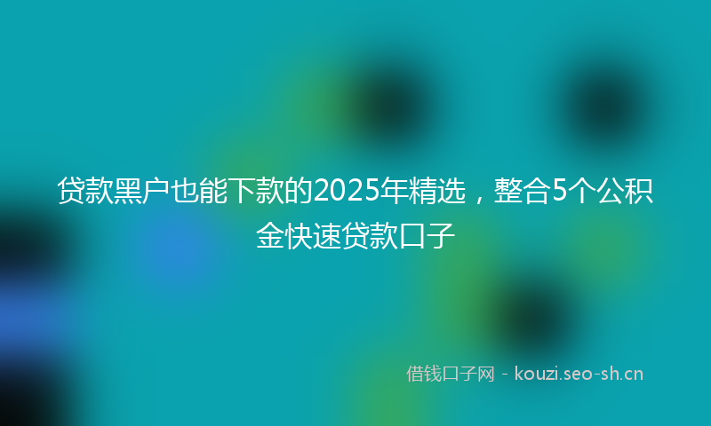 贷款黑户也能下款的2025年精选,整合5个公积金快速贷款口子