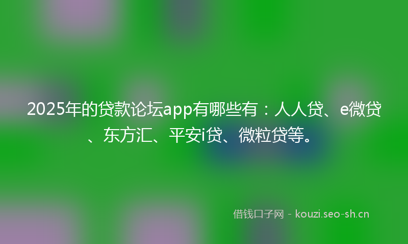 2025年的贷款论坛app有哪些有：人人贷、e微贷、东方汇、平安i贷、微粒贷等。