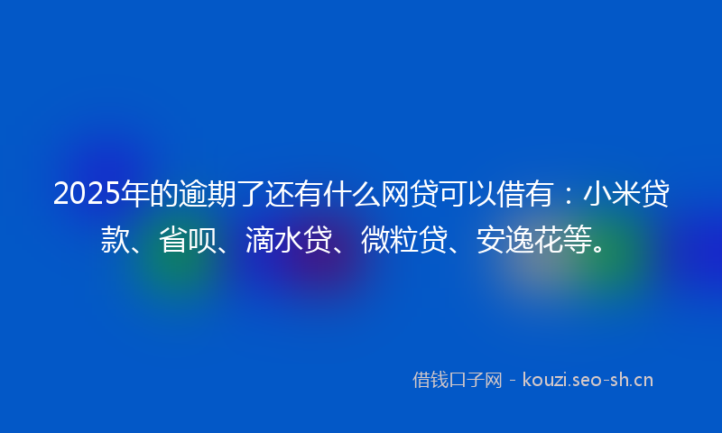 2025年的逾期了还有什么网贷可以借有:小米贷款、省呗、滴水贷、微粒贷、安逸花等。