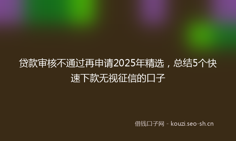 贷款审核不通过再申请2025年精选，总结5个快速下款无视征信的口子