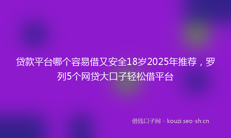 贷款平台哪个容易借又安全18岁2025年推荐，罗列5个网贷大口子轻松借平台