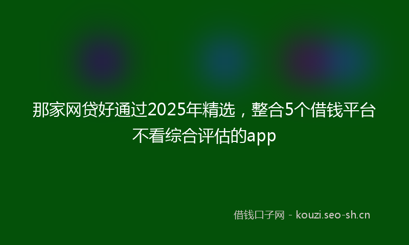 那家网贷好通过2025年精选，整合5个借钱平台不看综合评估的app