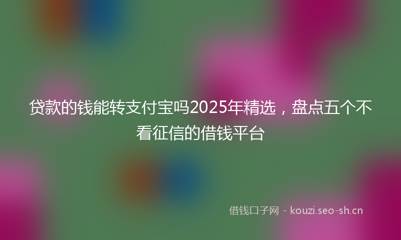 贷款的钱能转支付宝吗2025年精选，盘点五个不看征信的借钱平台