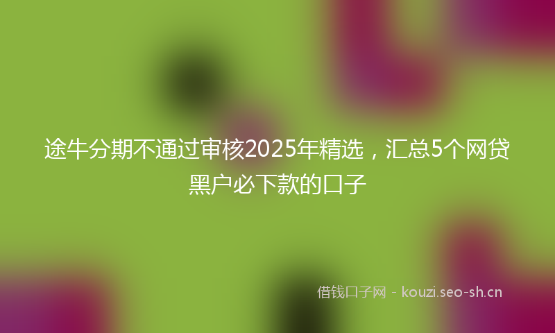 途牛分期不通过审核2025年精选，汇总5个网贷黑户必下款的口子