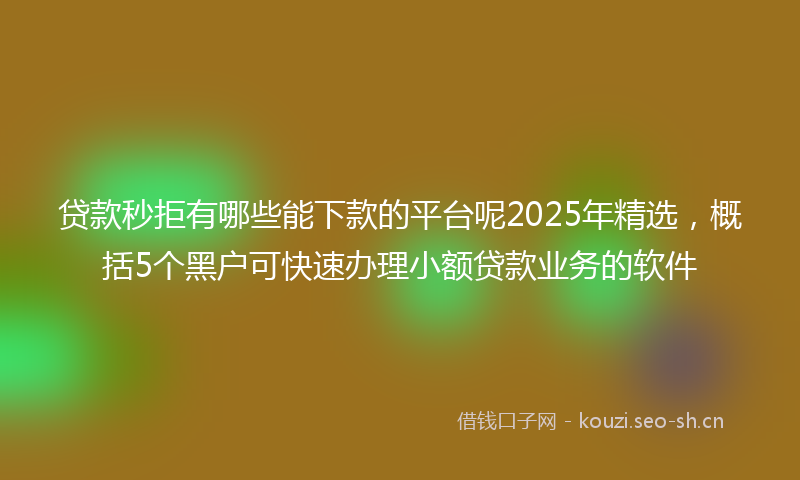 贷款秒拒有哪些能下款的平台呢2025年精选，概括5个黑户可快速办理小额贷款业务的软件
