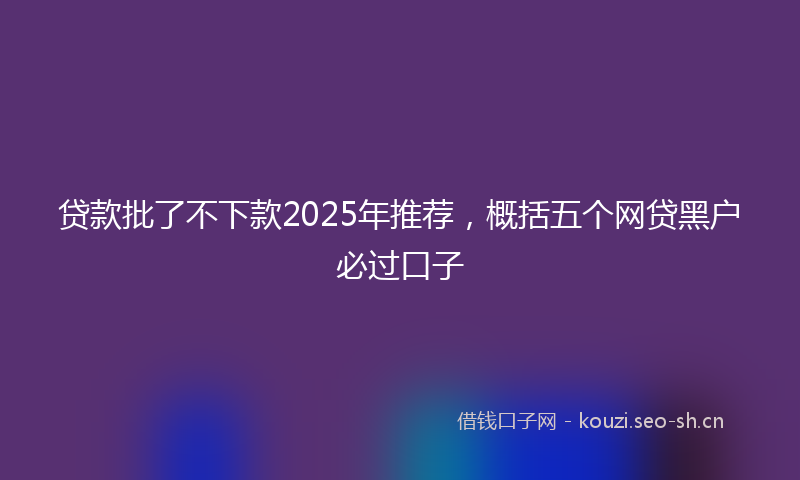 贷款批了不下款2025年推荐，概括五个网贷黑户必过口子