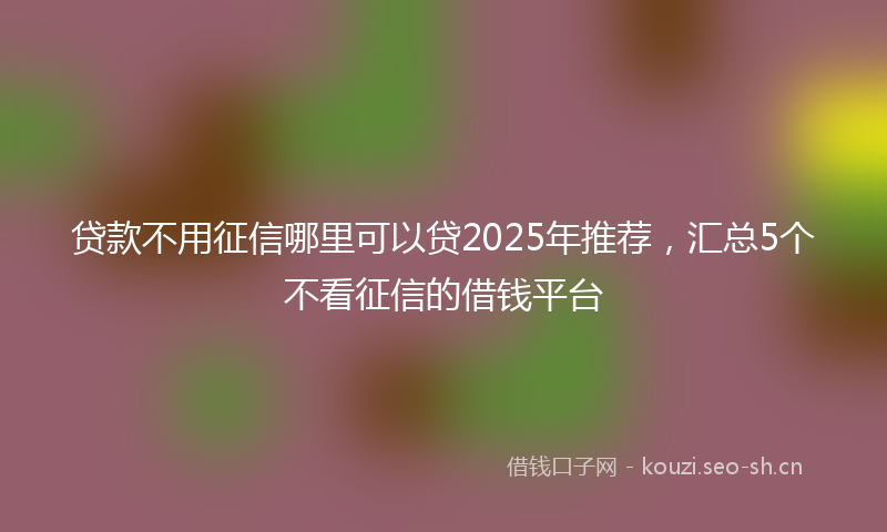 贷款不用征信哪里可以贷2025年推荐，汇总5个不看征信的借钱平台