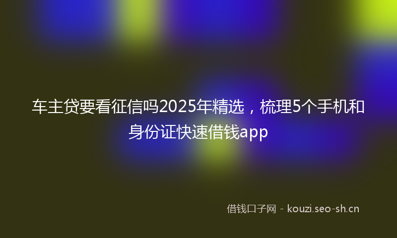 车主贷要看征信吗2025年精选，梳理5个手机和身份证快速借钱app