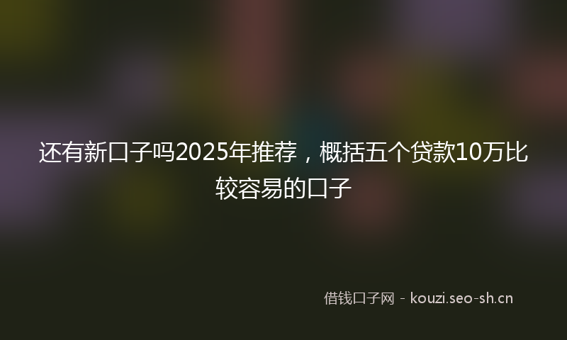 还有新口子吗2025年推荐，概括五个贷款10万比较容易的口子