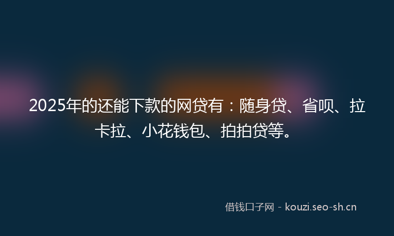 2025年的还能下款的网贷有：随身贷、省呗、拉卡拉、小花钱包、拍拍贷等。