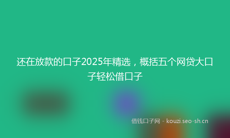还在放款的口子2025年精选，概括五个网贷大口子轻松借口子