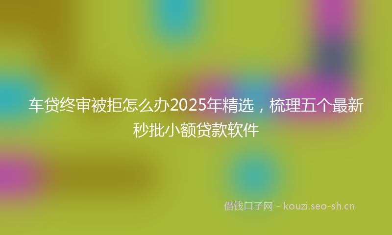 车贷终审被拒怎么办2025年精选，梳理五个最新秒批小额贷款软件
