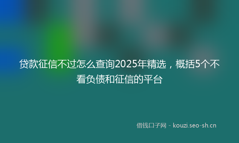 贷款征信不过怎么查询2025年精选，概括5个不看负债和征信的平台