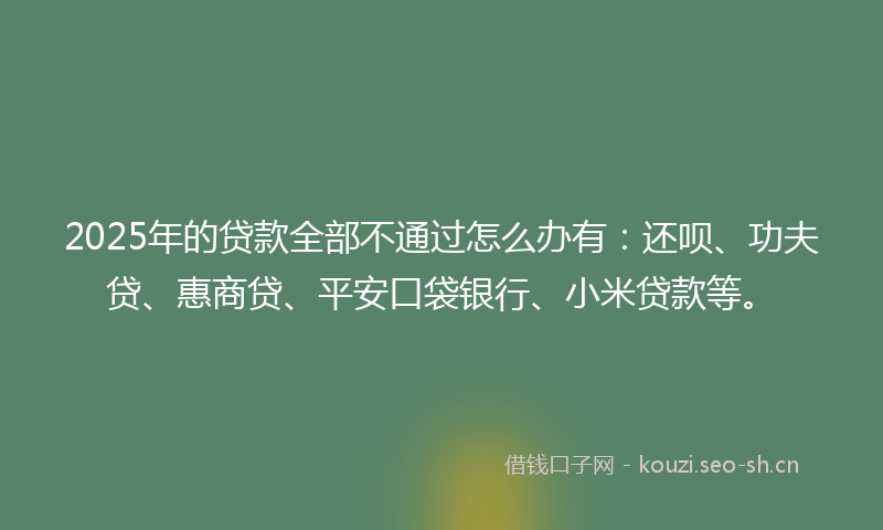 2025年的贷款全部不通过怎么办有：还呗、功夫贷、惠商贷、平安口袋银行、小米贷款等。