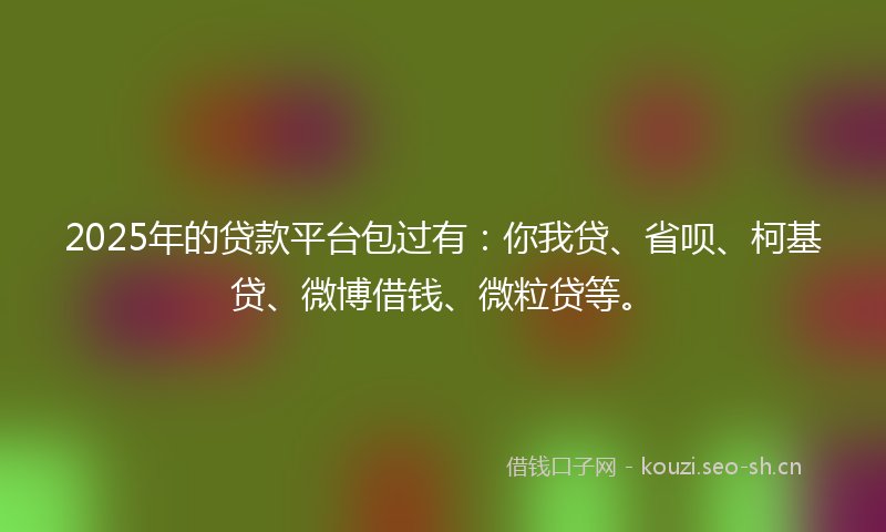 2025年的贷款平台包过有：你我贷、省呗、柯基贷、微博借钱、微粒贷等。