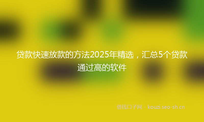 贷款快速放款的方法2025年精选，汇总5个贷款通过高的软件