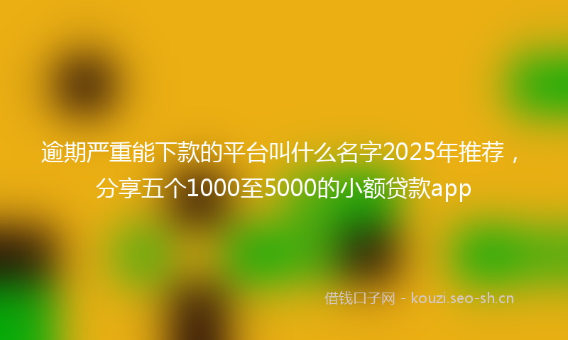 逾期严重能下款的平台叫什么名字2025年推荐,分享五个1000至5000的小额贷款app