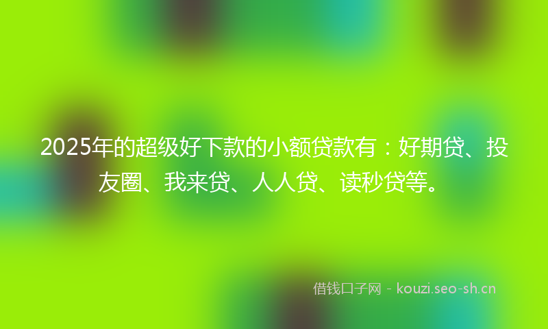 2025年的超级好下款的小额贷款有：好期贷、投友圈、我来贷、人人贷、读秒贷等。