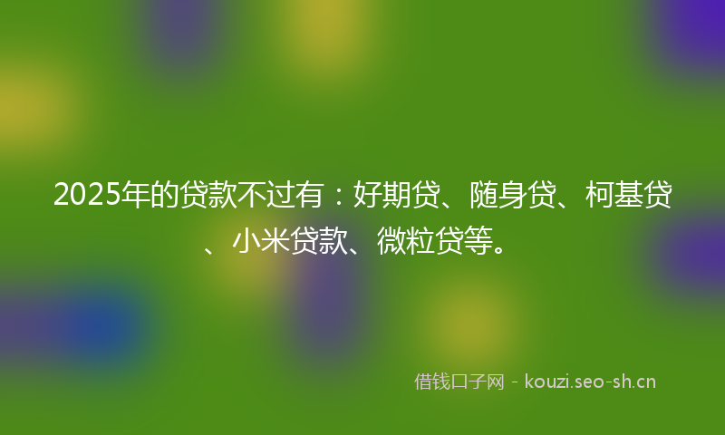 2025年的贷款不过有：好期贷、随身贷、柯基贷、小米贷款、微粒贷等。