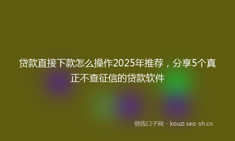 贷款直接下款怎么操作2025年推荐，分享5个真正不查征信的贷款软件