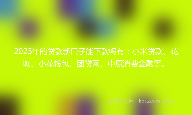 2025年的贷款新口子能下款吗有：小米贷款、花呗、小花钱包、团贷网、中原消费金融等。