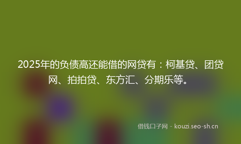 2025年的负债高还能借的网贷有：柯基贷、团贷网、拍拍贷、东方汇、分期乐等。