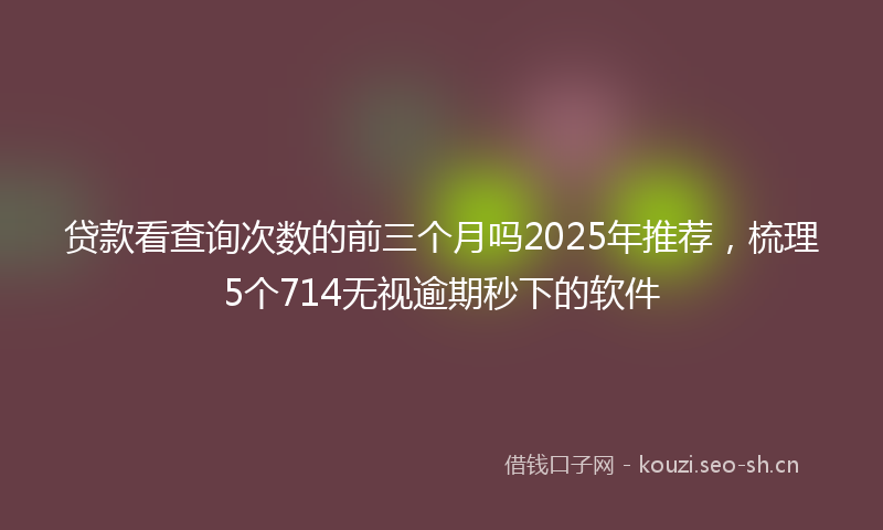 贷款看查询次数的前三个月吗2025年推荐，梳理5个714无视逾期秒下的软件