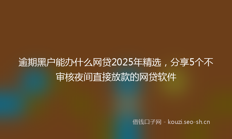逾期黑户能办什么网贷2025年精选,分享5个不审核夜间直接放款的网贷软件