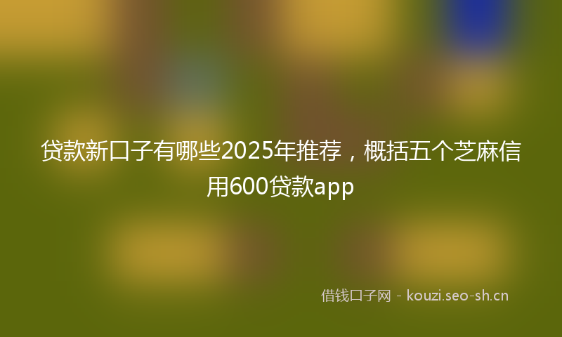 贷款新口子有哪些2025年推荐，概括五个芝麻信用600贷款app