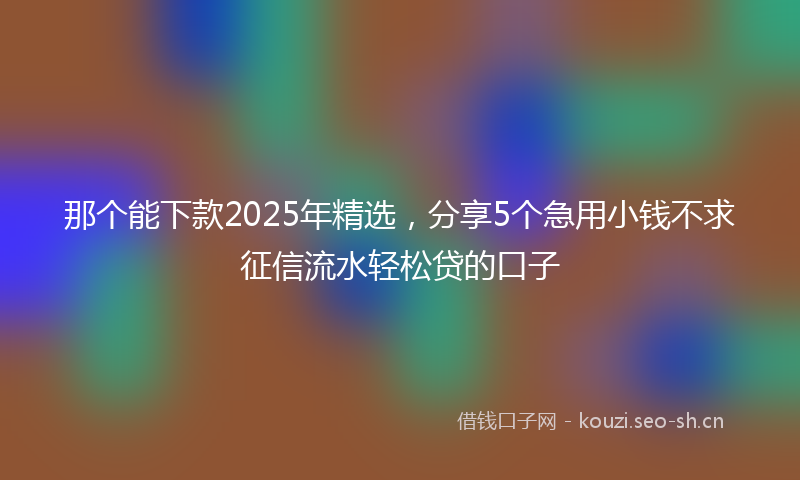 那个能下款2025年精选，分享5个急用小钱不求征信流水轻松贷的口子