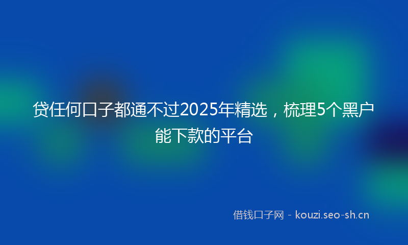 贷任何口子都通不过2025年精选，梳理5个黑户能下款的平台