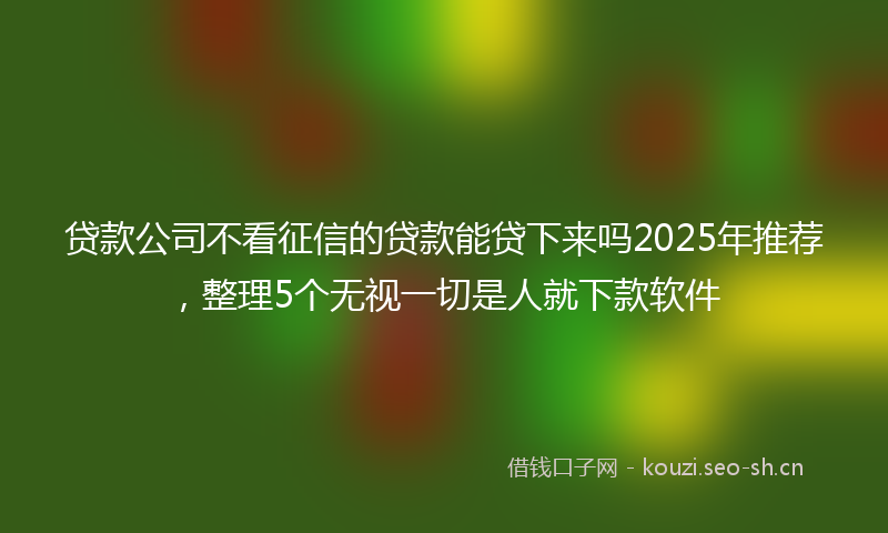 贷款公司不看征信的贷款能贷下来吗2025年推荐，整理5个无视一切是人就下款软件