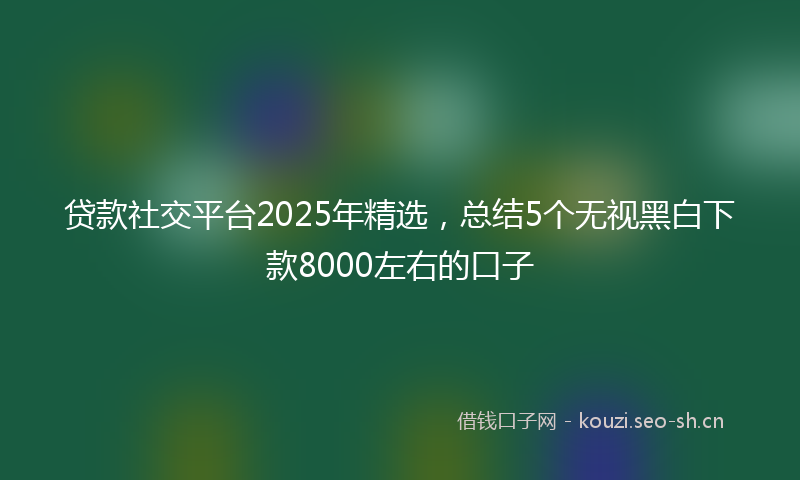贷款社交平台2025年精选，总结5个无视黑白下款8000左右的口子
