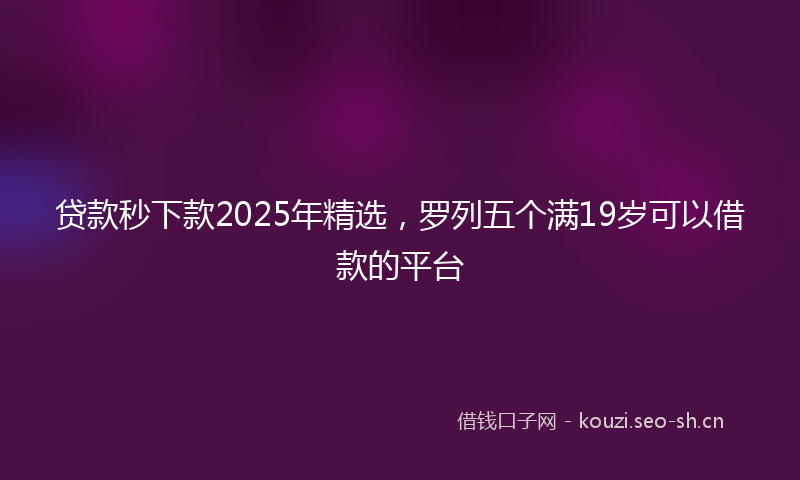 贷款秒下款2025年精选，罗列五个满19岁可以借款的平台