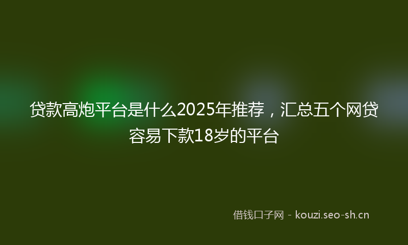 贷款高炮平台是什么2025年推荐,汇总五个网贷容易下款18岁的平台