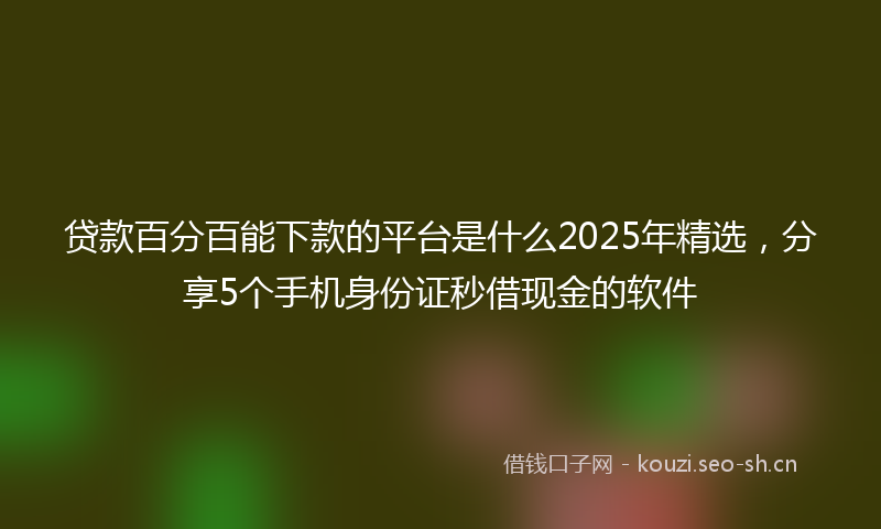 贷款百分百能下款的平台是什么2025年精选，分享5个手机身份证秒借现金的软件