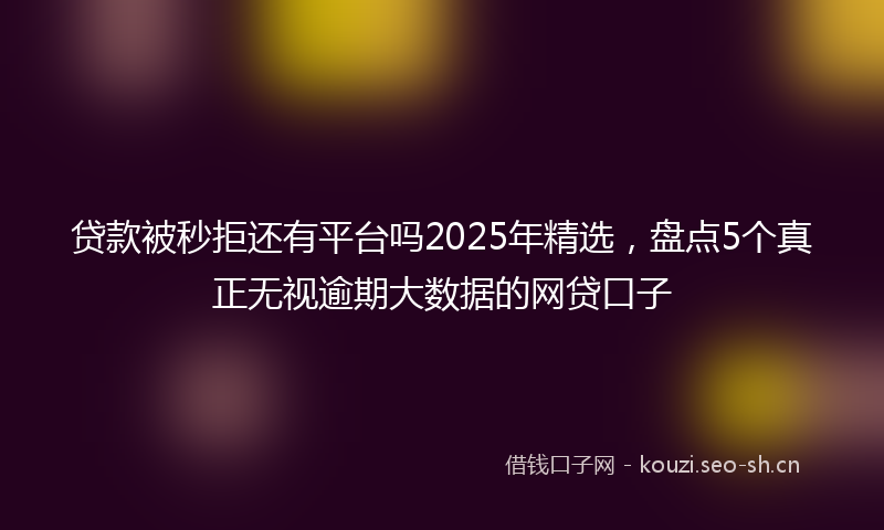 贷款被秒拒还有平台吗2025年精选，盘点5个真正无视逾期大数据的网贷口子