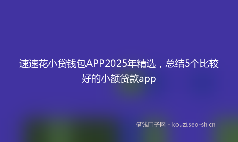速速花小贷钱包APP2025年精选，总结5个比较好的小额贷款app