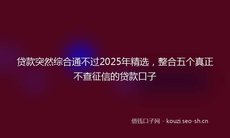 贷款突然综合通不过2025年精选，整合五个真正不查征信的贷款口子