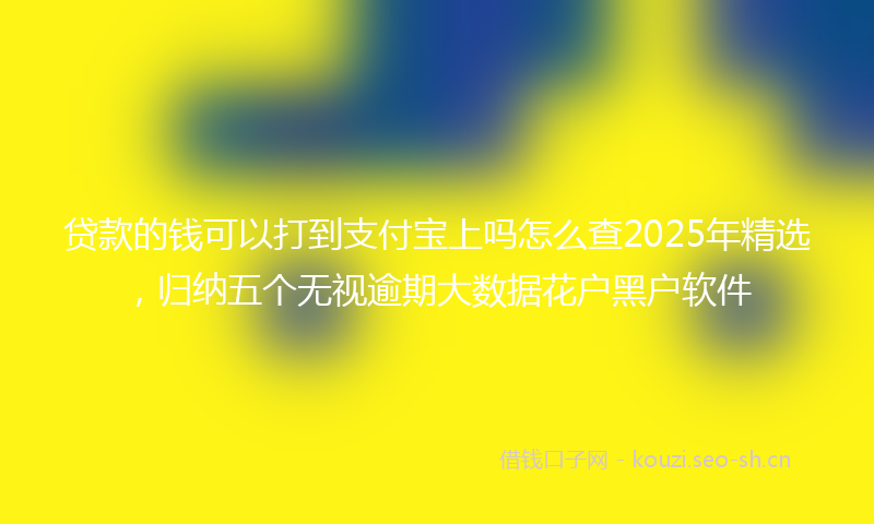 贷款的钱可以打到支付宝上吗怎么查2025年精选，归纳五个无视逾期大数据花户黑户软件