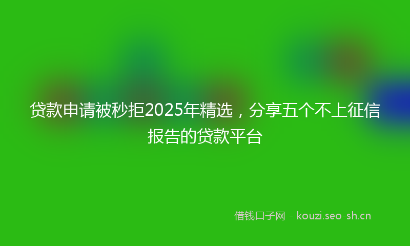 贷款申请被秒拒2025年精选，分享五个不上征信报告的贷款平台