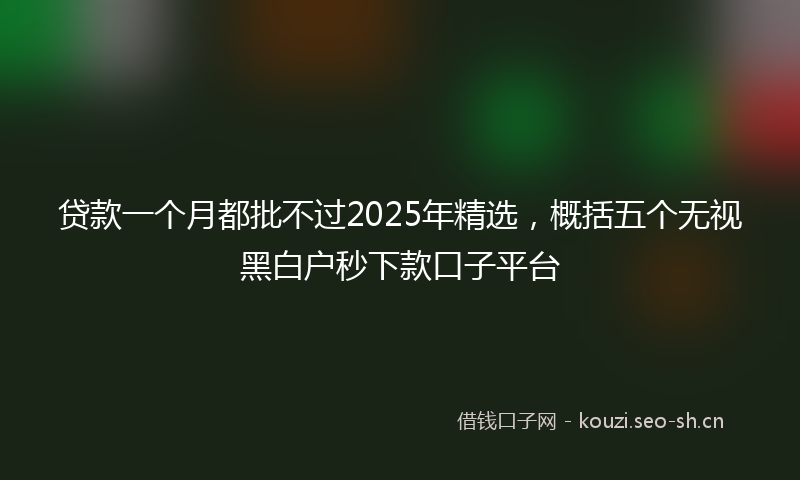 贷款一个月都批不过2025年精选，概括五个无视黑白户秒下款口子平台